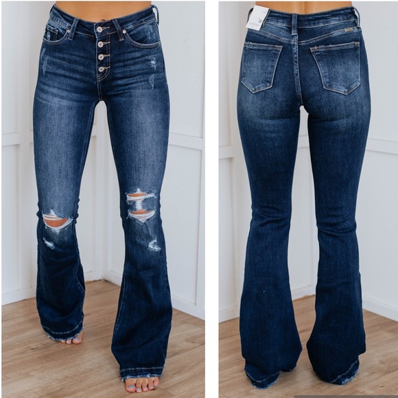KanCan Denim - KanCan Dark Wash Distressed Flare Jeans